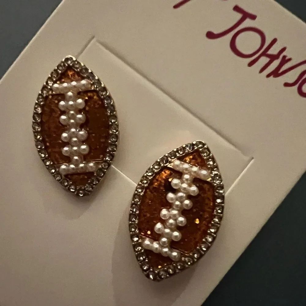 🏈 Betsey Johnson sparkling crystal football studs 🏈